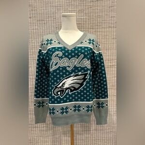 Philadelphia Eagles NFL Women's Big Logo V-Neck Ugly Christmas Sweater